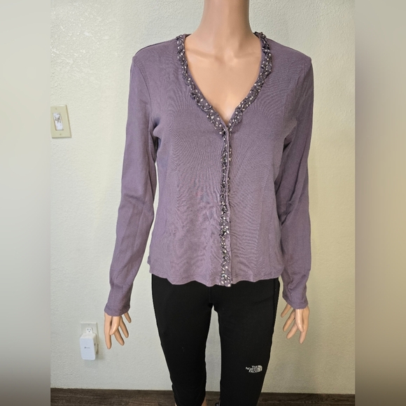 Boden Tops - Boden Women's Polka Dots Ruffle Lace Long Sleeve Top Purple Size 14
